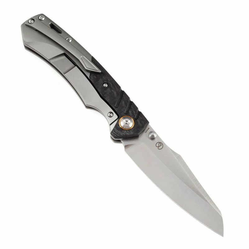 Weim Thumb Studs Knife Twill Carbon Fiber+Titanium Handle (3.28”CPM S35VN Blade)Jonathan Styles Design-K1051A1 Black/Gray | Folding Pocket Knives