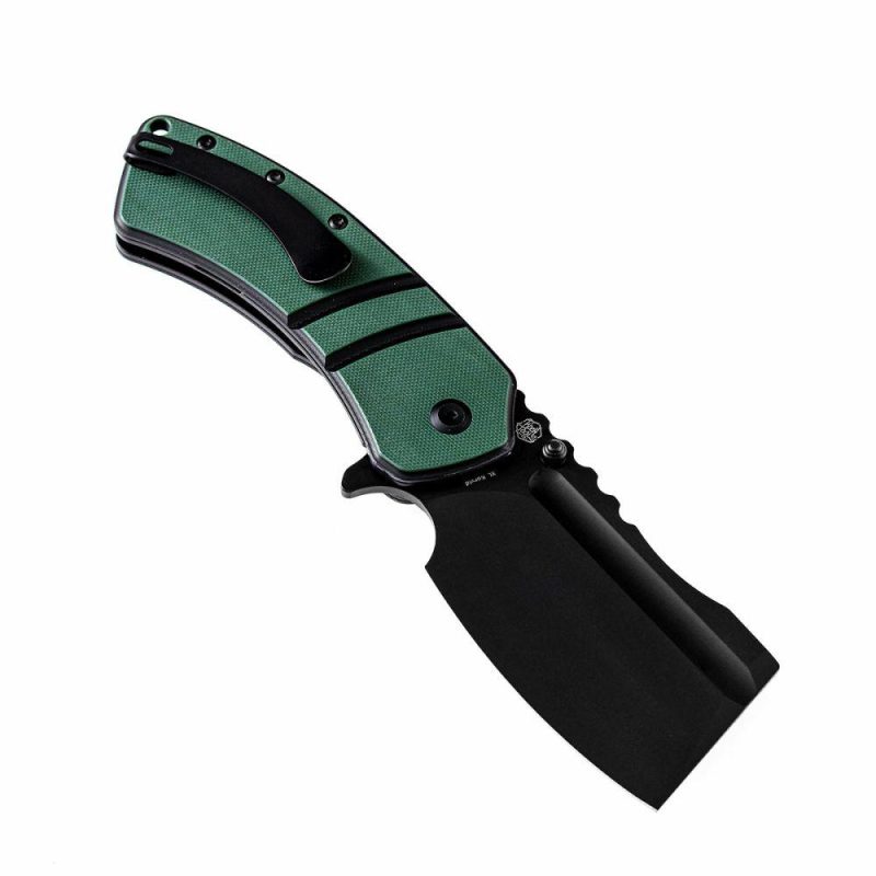 XL Korvid Flipper Knife Green and Black G10 Handle(3.55” 154CM Blade)Koch Tools Design-T1030A1 Green And Black | Folding Pocket Knives