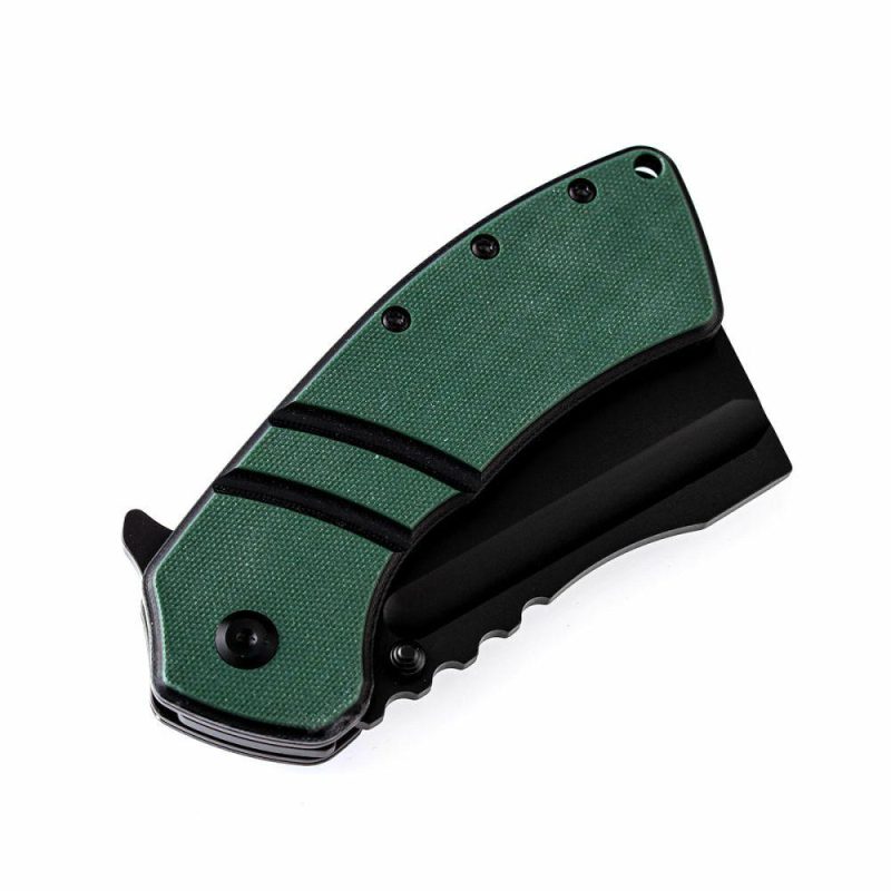 XL Korvid Flipper Knife Green and Black G10 Handle(3.55” 154CM Blade)Koch Tools Design-T1030A1 Green And Black | Folding Pocket Knives