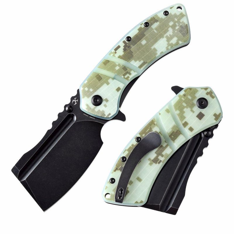 XL Korvid T1030B2 Black Stonewashed 154CM Blade Jade and Camouflage G10 Handle Designed by Koch Tools Jade Camouflage | Folding Pocket Knives