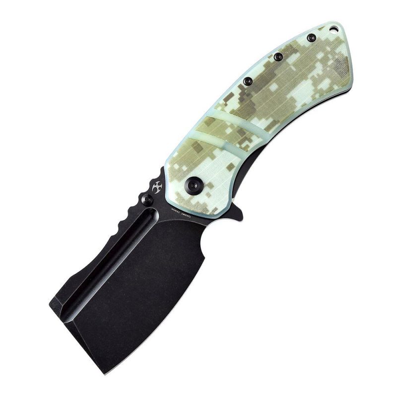 XL Korvid T1030B2 Black Stonewashed 154CM Blade Jade and Camouflage G10 Handle Designed by Koch Tools Jade Camouflage | Folding Pocket Knives