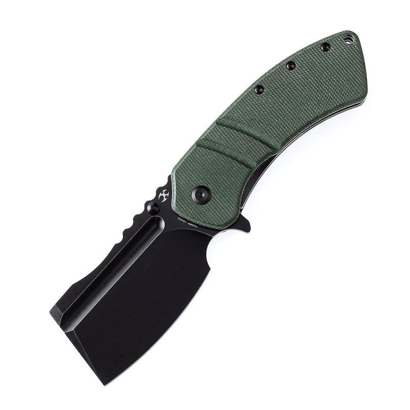 XL Korvid T1030B4 Black Stonewashed 154CM Blade Green Micarta Handle Designed by Koch Tools Green | Folding Pocket Knives