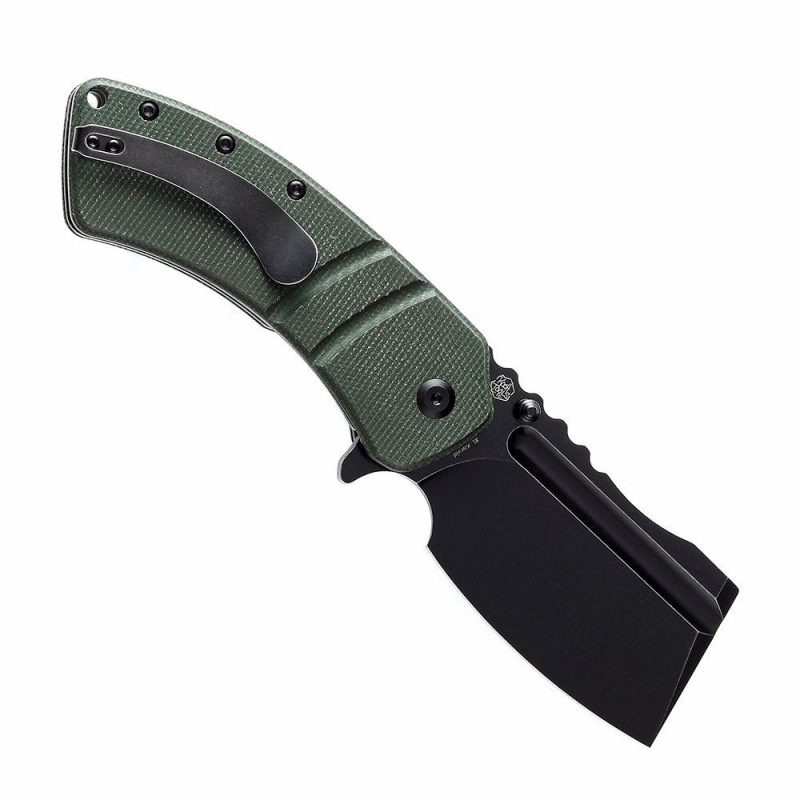 XL Korvid T1030B4 Black Stonewashed 154CM Blade Green Micarta Handle Designed by Koch Tools Green | Folding Pocket Knives