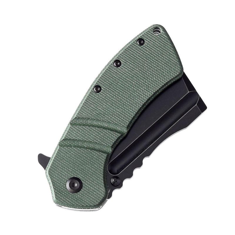 XL Korvid T1030B4 Black Stonewashed 154CM Blade Green Micarta Handle Designed by Koch Tools Green | Folding Pocket Knives