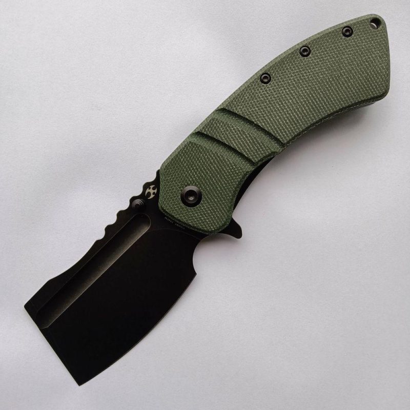 XL Korvid T1030B4 Black Stonewashed 154CM Blade Green Micarta Handle Designed by Koch Tools Green | Folding Pocket Knives