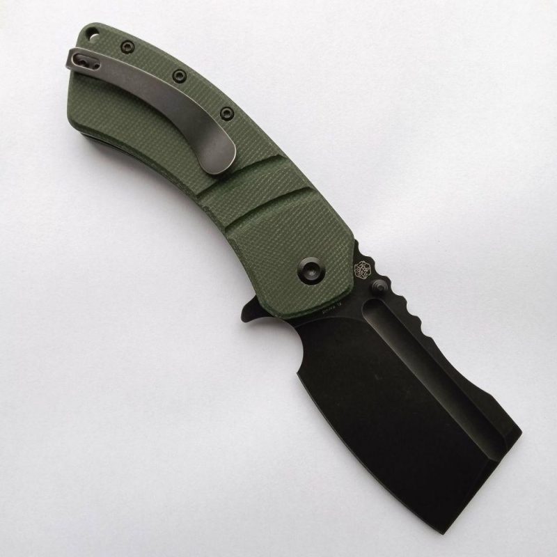 XL Korvid T1030B4 Black Stonewashed 154CM Blade Green Micarta Handle Designed by Koch Tools Green | Folding Pocket Knives