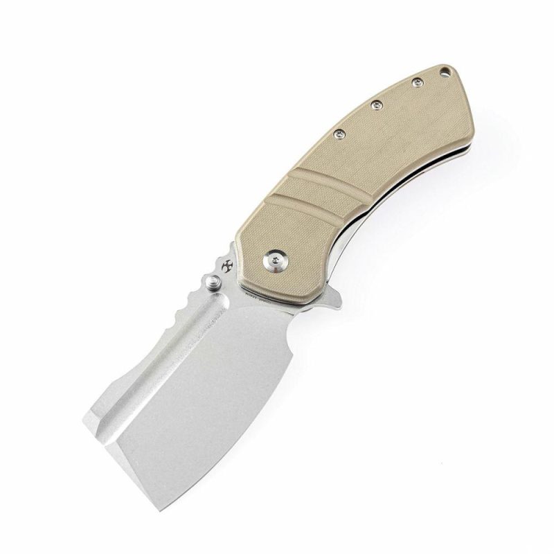 XL Korvid Thumb Studs/ Flipper Light Sand G10 Handle(3.55” 154CM Blade)Koch Tools Design-T1030A5 Light Sand | Folding Pocket Knives