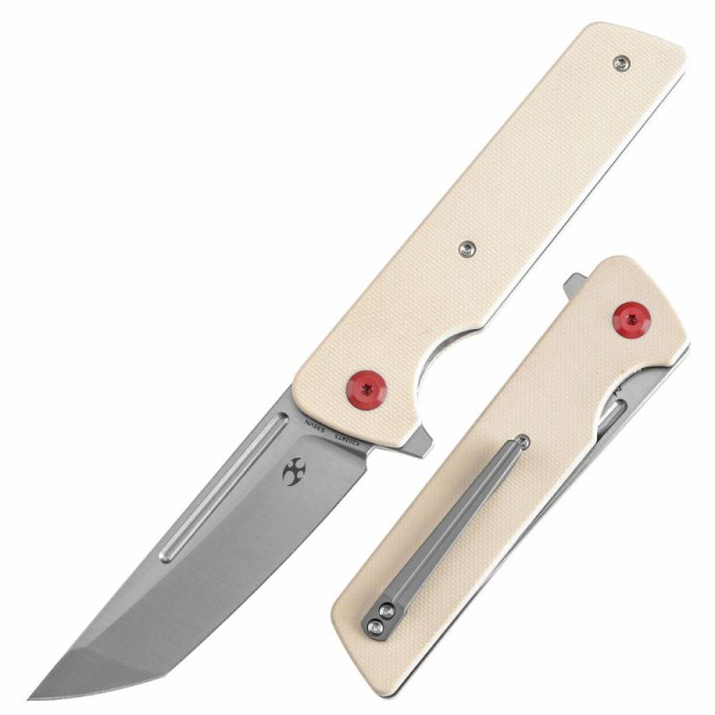 Anomaly Flipper Knife Ivory G10 Handle (3.14”CPM S35VN Blade) Dirk Pinkerton-K2038T5 Ivory | Folding Pocket Knives