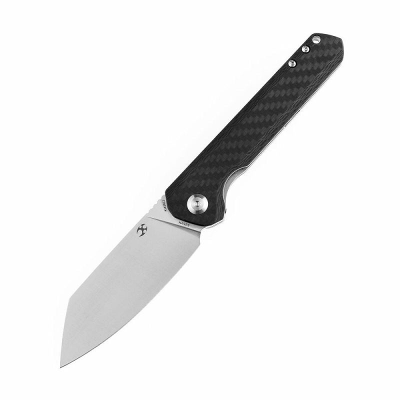 Bulldozer K1028C2 Twill Carbon Fiber Handle Satin CPM-S35VN Blade with Kim Ning Design | Folding Pocket Knives