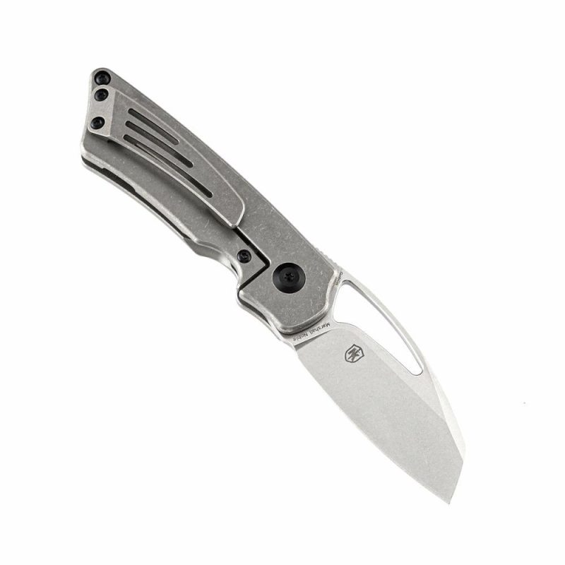 Compact folder Goblin K2016A4 CPM-S35VN Blade and Bronzed Titanium Handle with Compass Print Marshall Noble Design Gray | Folding Pocket Knives