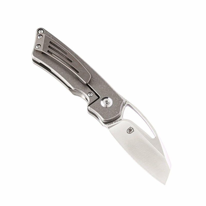 Compact folder Goblin K2016A5 CPM-S35VN Blade and Titanium Handle with Groove Marshall Noble Design Gray | Folding Pocket Knives