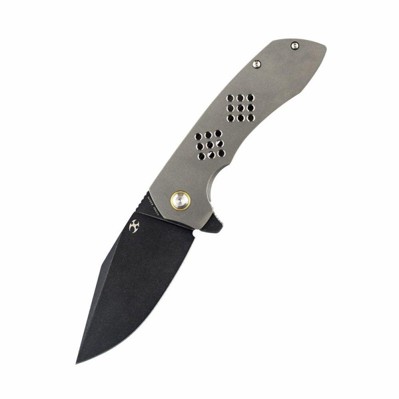 Entity K1036B2 Satin Black TiCn Coated and Stonewashed CPM-S35VN Blade Silicon Carbided Titanium Handle with Nalu Knives design | Folding Pocket Knives