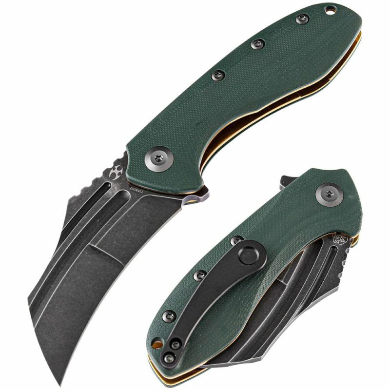 KTC3 T1031A2 Black TiCn Coated 154CM Blade Green G10 Handle with Koch Tools Design | Folding Pocket Knives