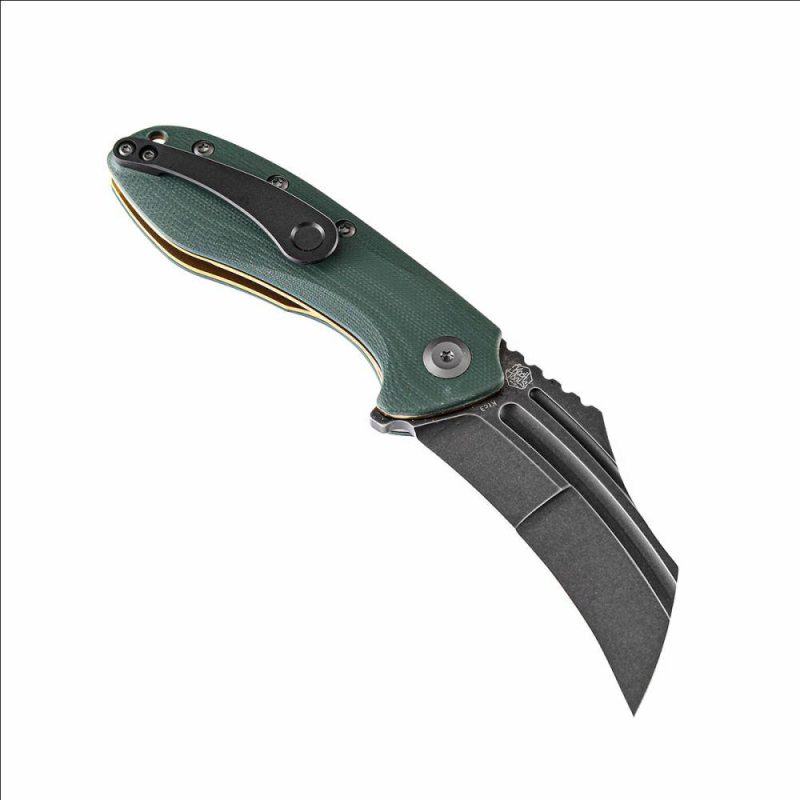 KTC3 T1031A2 Black TiCn Coated 154CM Blade Green G10 Handle with Koch Tools Design | Folding Pocket Knives