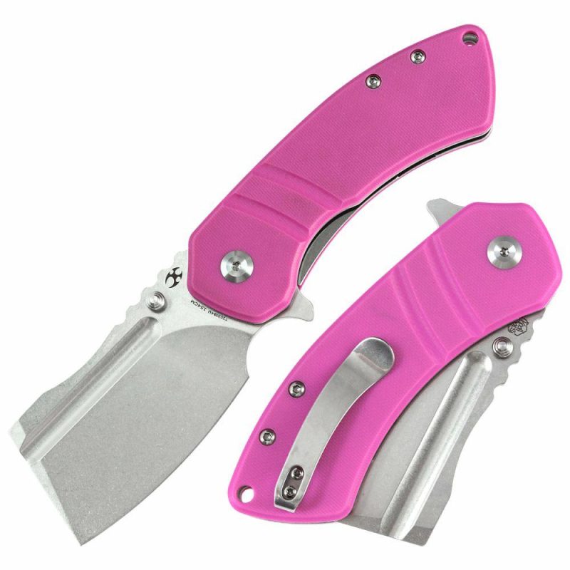 M+ Korvid Thumb Studs/Flipper Knife Pink G10 Handle (3.07’‘ 154CM Blade ) Koch Tools Design-T2030B4U Pink | Folding Pocket Knives