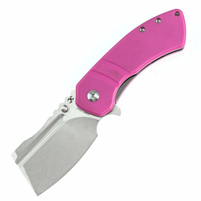 M+ Korvid Thumb Studs/Flipper Knife Pink G10 Handle (3.07’‘ 154CM Blade ) Koch Tools Design-T2030B4U Pink | Folding Pocket Knives