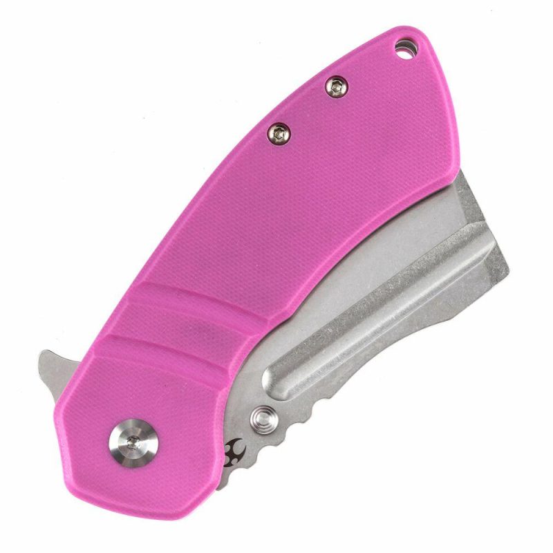 M+ Korvid Thumb Studs/Flipper Knife Pink G10 Handle (3.07’‘ 154CM Blade ) Koch Tools Design-T2030B4U Pink | Folding Pocket Knives