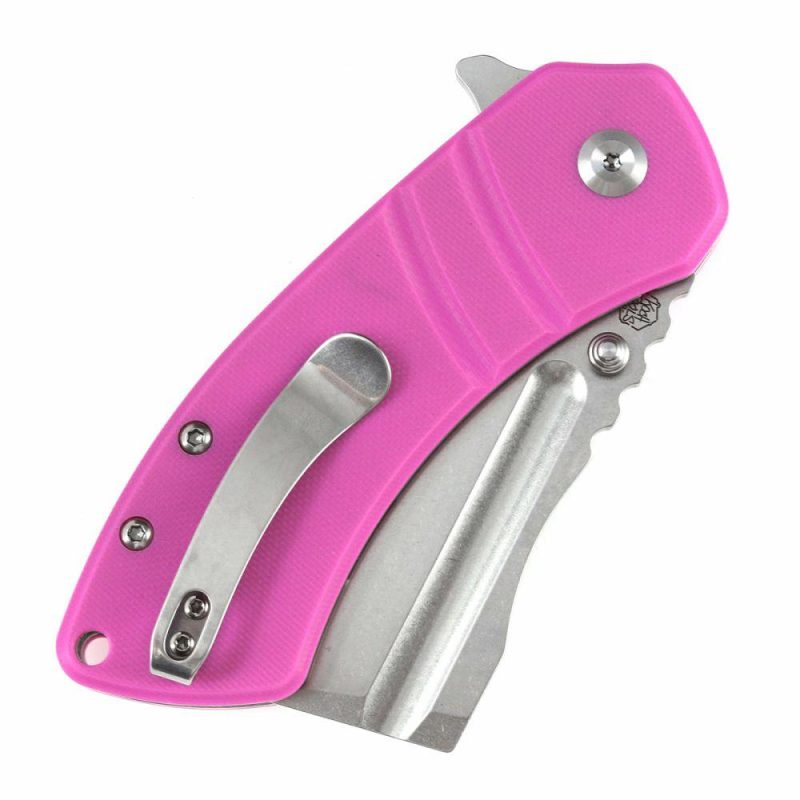 M+ Korvid Thumb Studs/Flipper Knife Pink G10 Handle (3.07’‘ 154CM Blade ) Koch Tools Design-T2030B4U Pink | Folding Pocket Knives