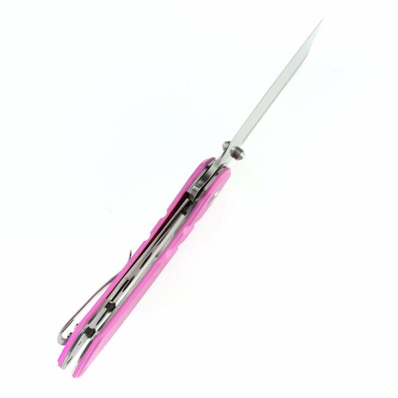 M+ Korvid Thumb Studs/Flipper Knife Pink G10 Handle (3.07’‘ 154CM Blade ) Koch Tools Design-T2030B4U Pink | Folding Pocket Knives