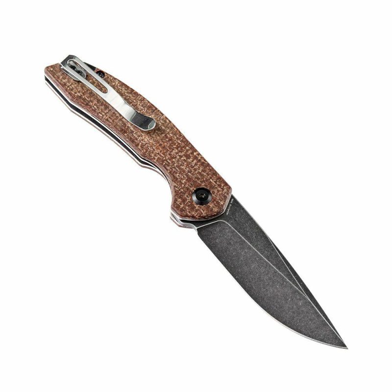 Mini Accipiter Front Flipper Knife Brown Micarta Handle(2.9"154CM Blade)Kim Ning Design-T2007A3 Brown | Folding Pocket Knives