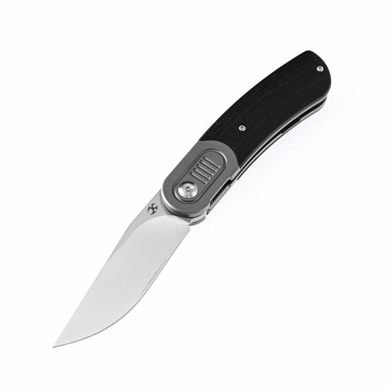 Reverie Front Flipper Knife Black G10+ Titanium Bolster Handle (2.92” CPM S35VN Blade)Justin Lundquist Design-K2025A1 Black | Folding Pocket Knives