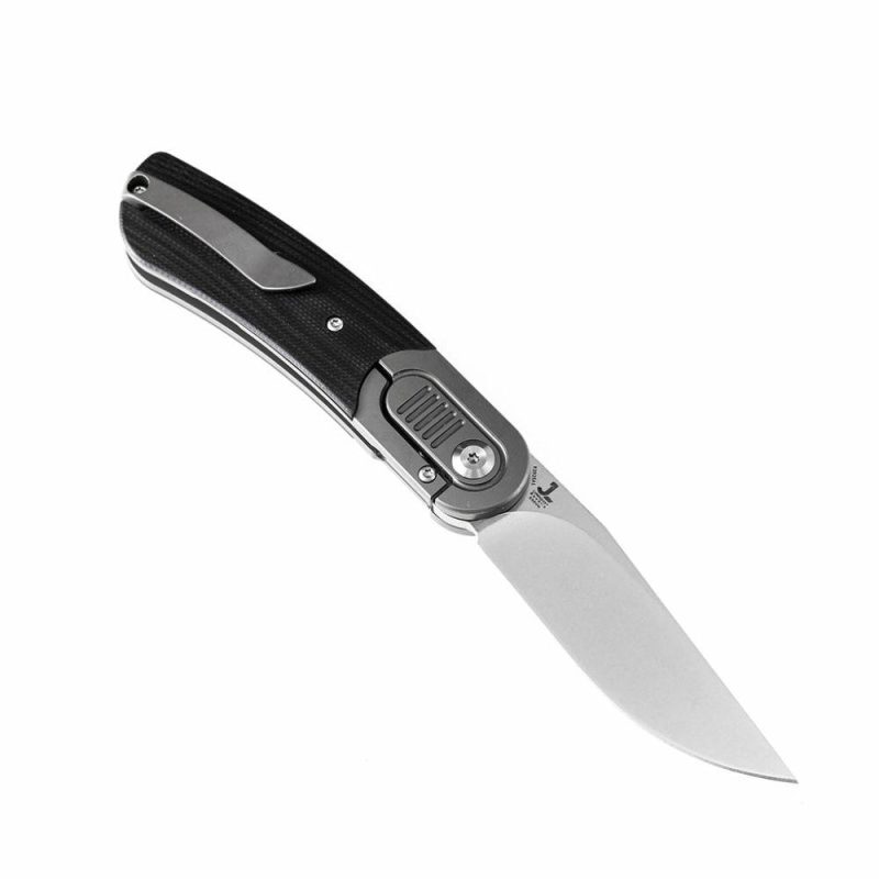 Reverie Front Flipper Knife Black G10+ Titanium Bolster Handle (2.92” CPM S35VN Blade)Justin Lundquist Design-K2025A1 Black | Folding Pocket Knives