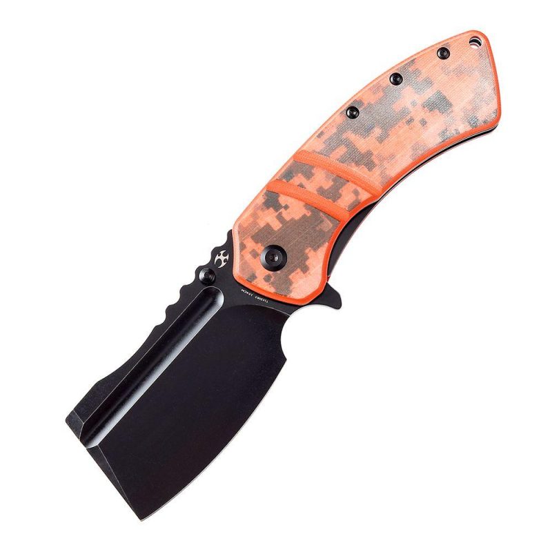 XL Korvid T1030B3 Black Stonewashed 154CM Blade Orange and Camouflage G10 Handle Designed by Koch Tools Orange Camouflage | Folding Pocket Knives