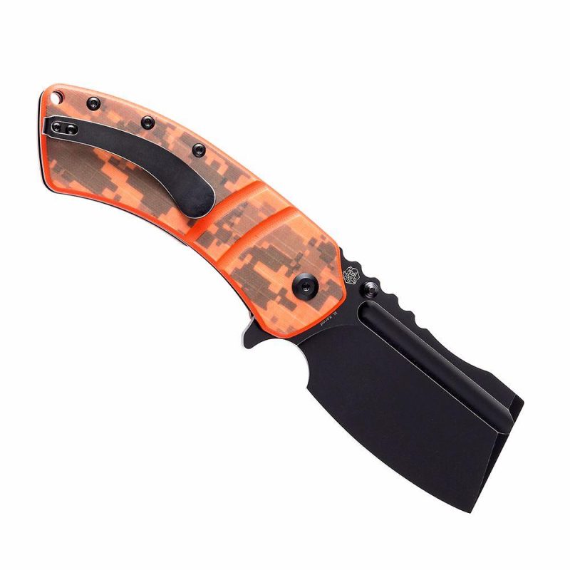 XL Korvid T1030B3 Black Stonewashed 154CM Blade Orange and Camouflage G10 Handle Designed by Koch Tools Orange Camouflage | Folding Pocket Knives