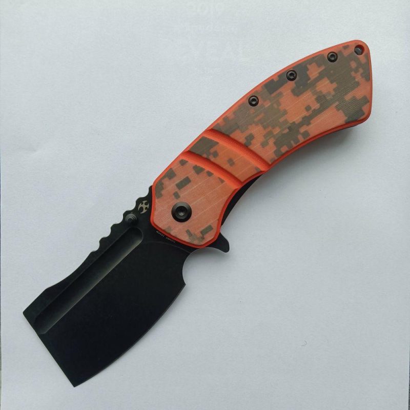 XL Korvid T1030B3 Black Stonewashed 154CM Blade Orange and Camouflage G10 Handle Designed by Koch Tools Orange Camouflage | Folding Pocket Knives