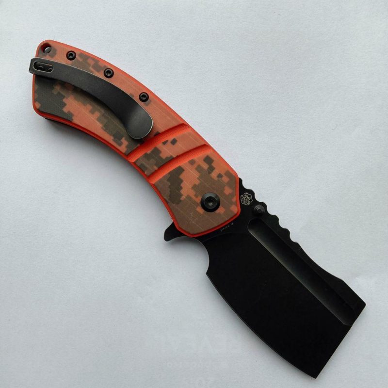 XL Korvid T1030B3 Black Stonewashed 154CM Blade Orange and Camouflage G10 Handle Designed by Koch Tools Orange Camouflage | Folding Pocket Knives