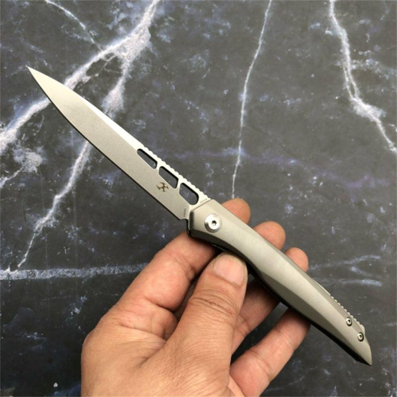 lucky Star K1013A1 CPM-S35VN Drop Point Blade Titanium Handle with MaxTkachuk Design | Folding Pocket Knives