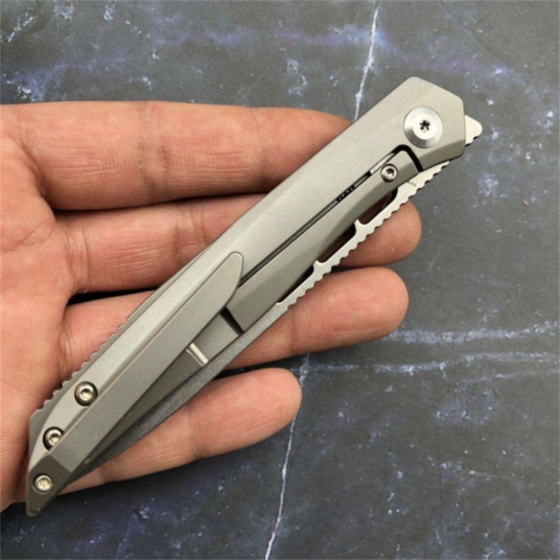 lucky Star K1013A1 CPM-S35VN Drop Point Blade Titanium Handle with MaxTkachuk Design | Folding Pocket Knives