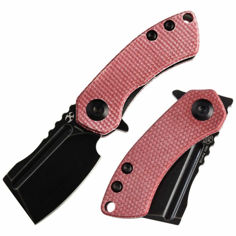 Mini Korvid Flipper Knife Red Canvas Micarta Handle (1.45'' 154CM Blade) Koch Tools Design-T3030M2 Red | Folding Pocket Knives