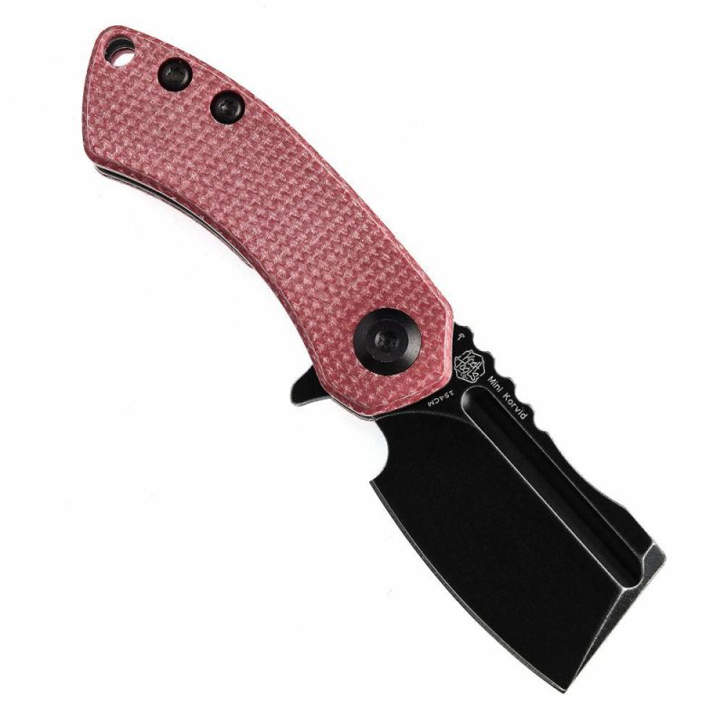 Mini Korvid Flipper Knife Red Canvas Micarta Handle (1.45” 154CM Blade) Koch Tools Design-T3030M2 Red | Folding Pocket Knives