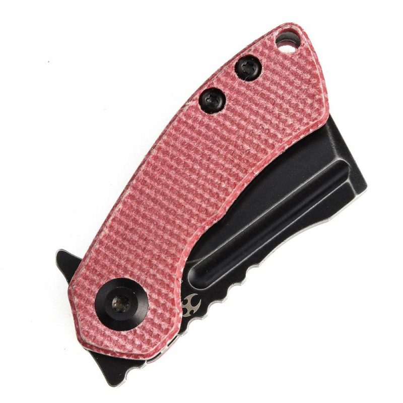 Mini Korvid Flipper Knife Red Canvas Micarta Handle (1.45” 154CM Blade) Koch Tools Design-T3030M2 Red | Folding Pocket Knives